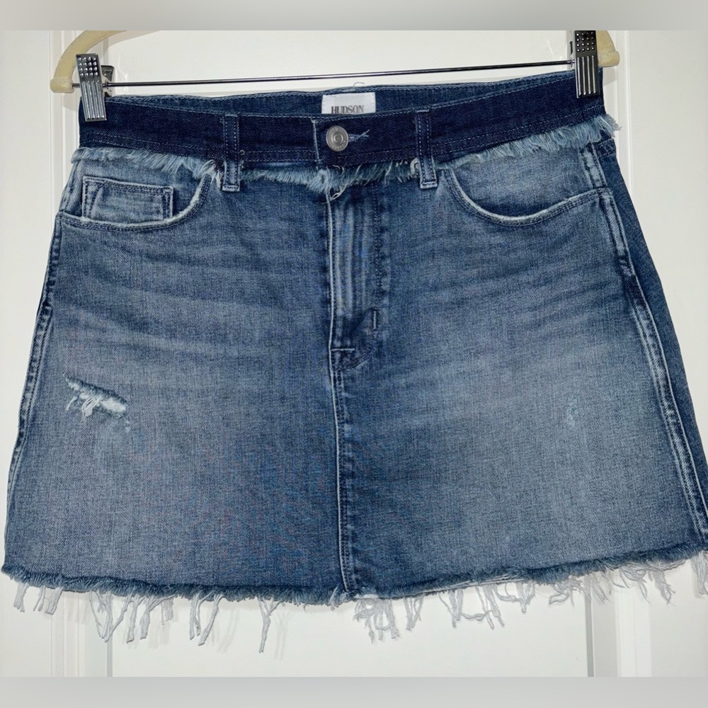 Hudson Denim Fringe Mini Jean Skirt Size 28
